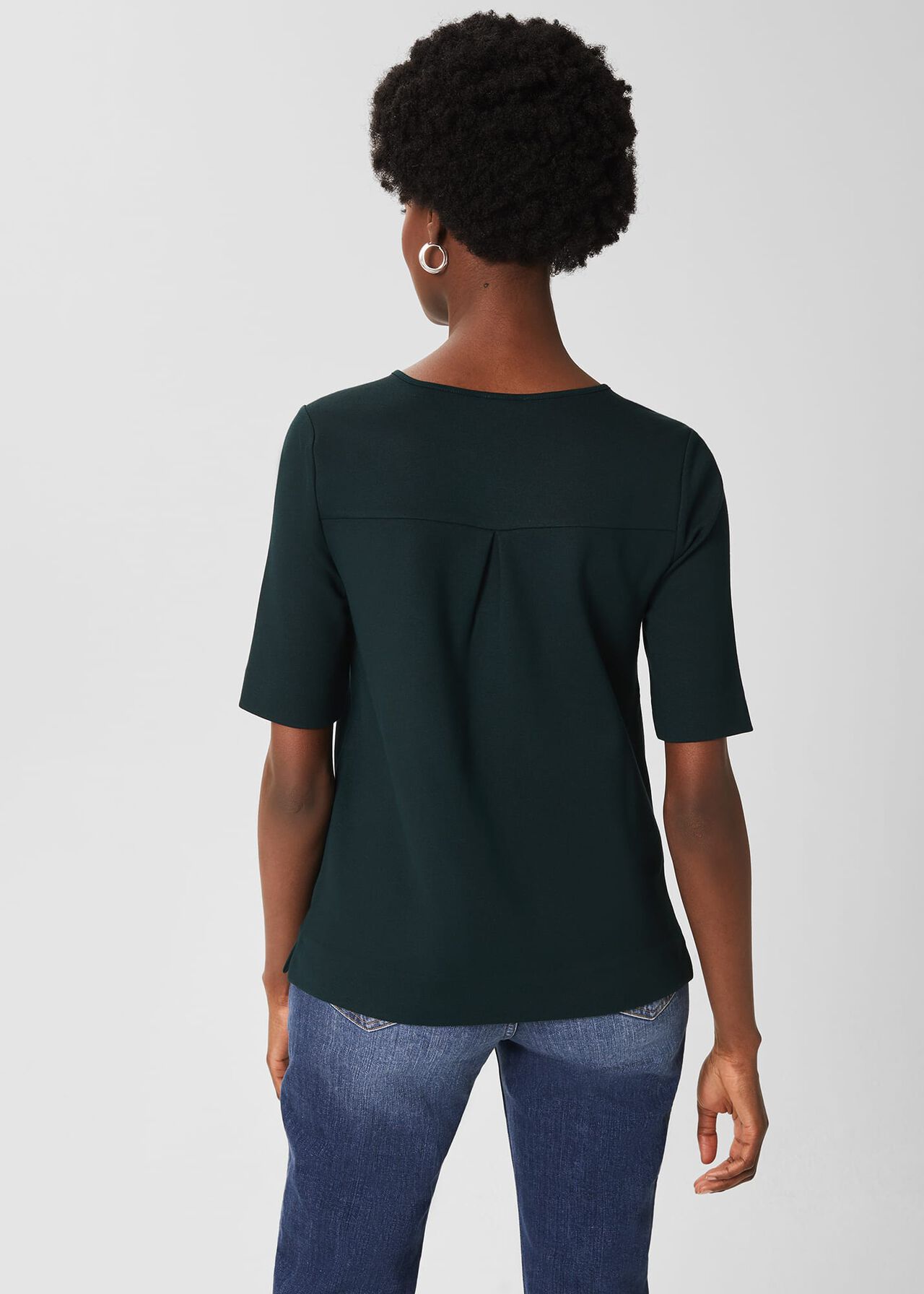 Claudine Tie Neck Top, Dark Pine Green, hi-res