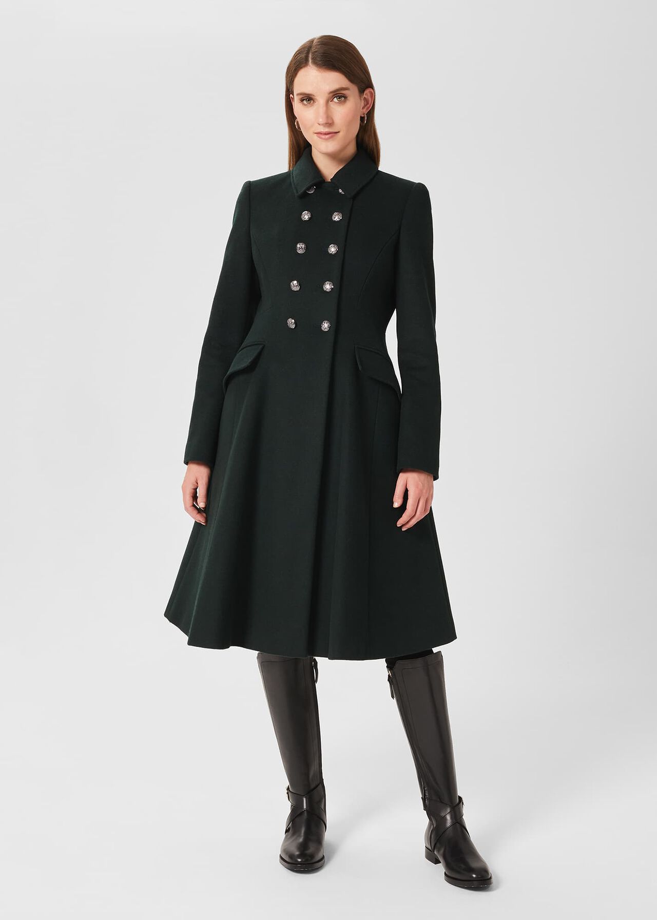 Francesca Wool Blend Coat, Forest Green, hi-res