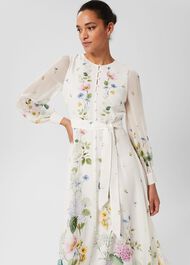 Maribella Silk Floral Dress, Ivory Multi, hi-res