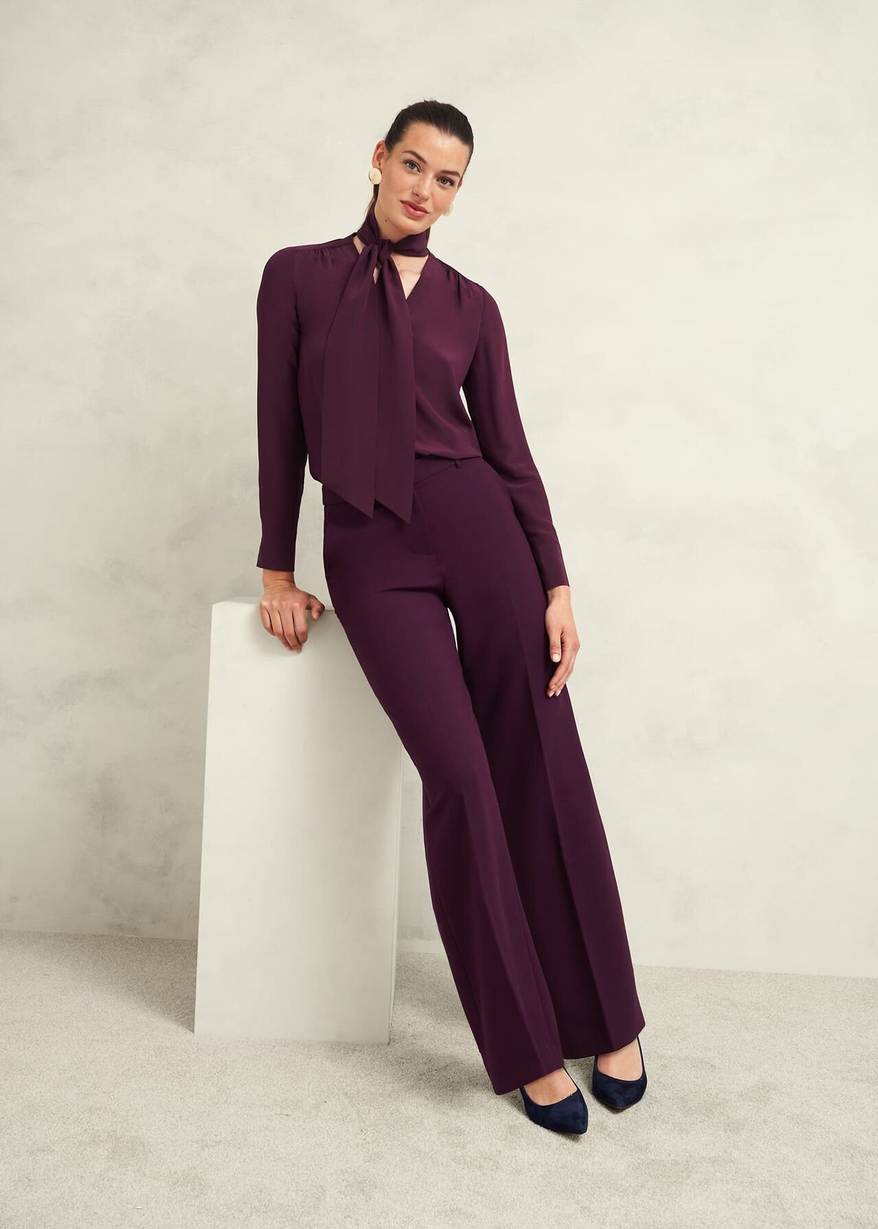 Mimi Silk Blouse, Warm Plum, hi-res