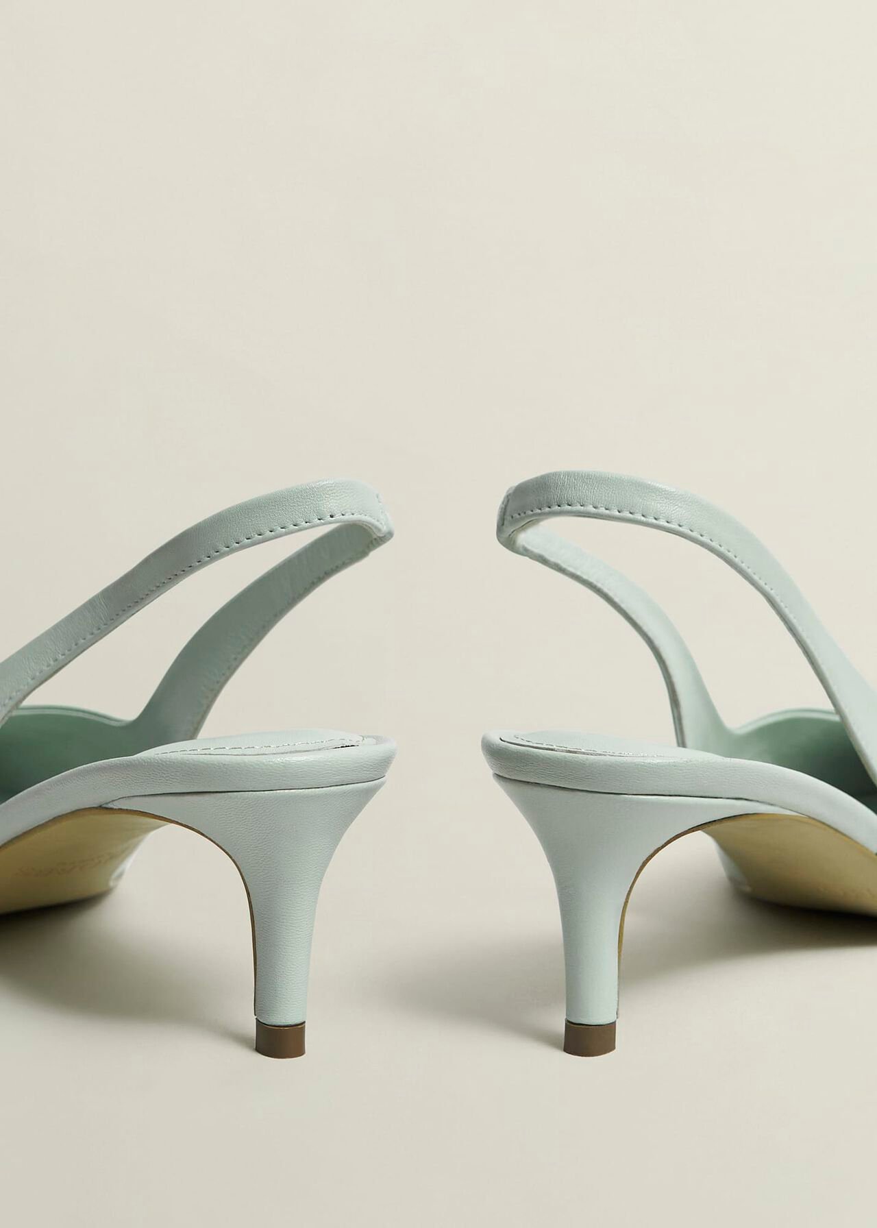 Serena Leather Slingbacks, Sage Green, hi-res