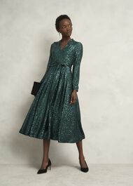 Meadow Sequin Dress, Evergreen, hi-res