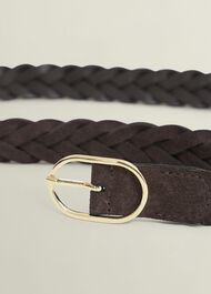 Meera Suede Woven Belt, Chocolate Brown, hi-res