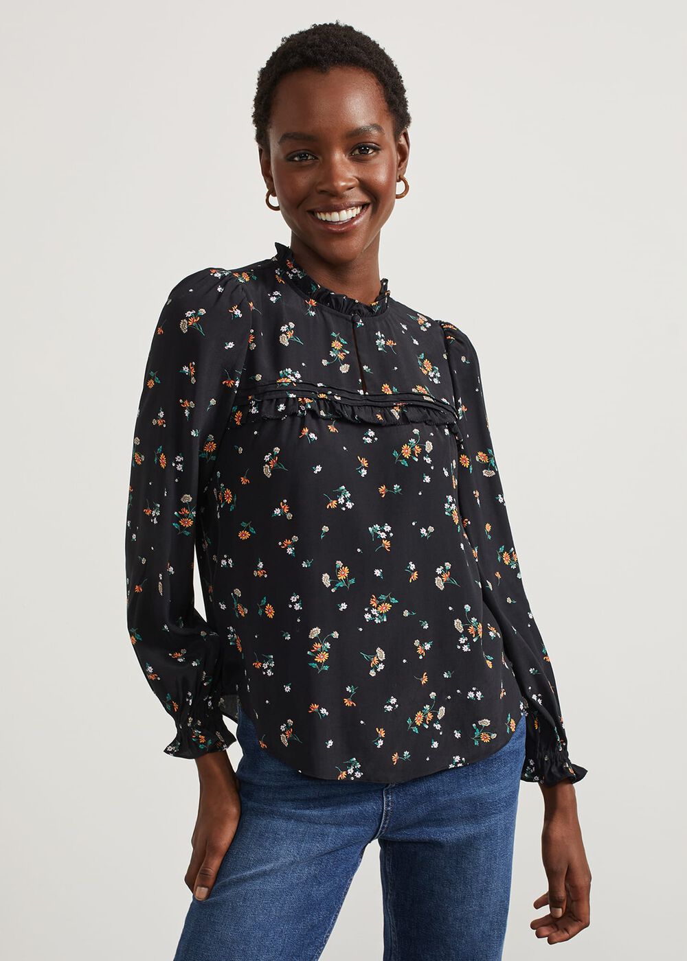 Henley Top, Black Multi, hi-res