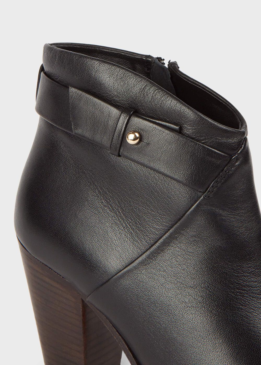 Ivy Leather Block Heel Ankle Boots, Black, hi-res