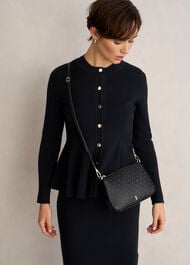 Briella Leather Stud Bag, Black, hi-res