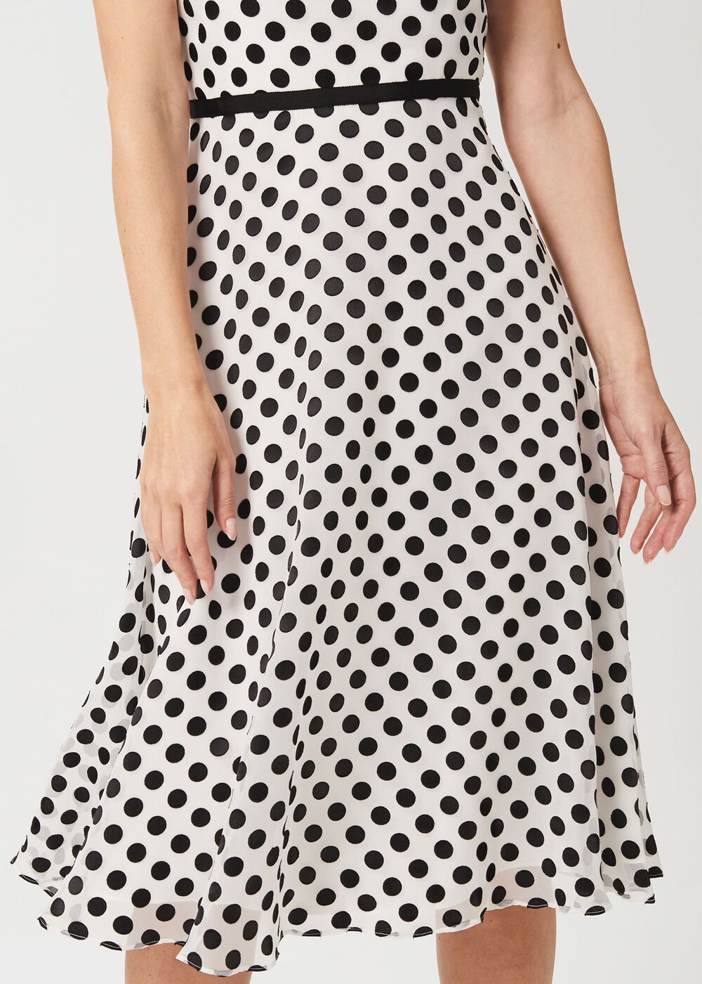 Adeline Jacquard  Spot Dress, Ivory Black, hi-res