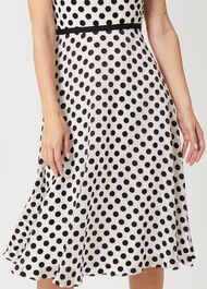 Adeline Jacquard  Spot Dress, Ivory Black, hi-res