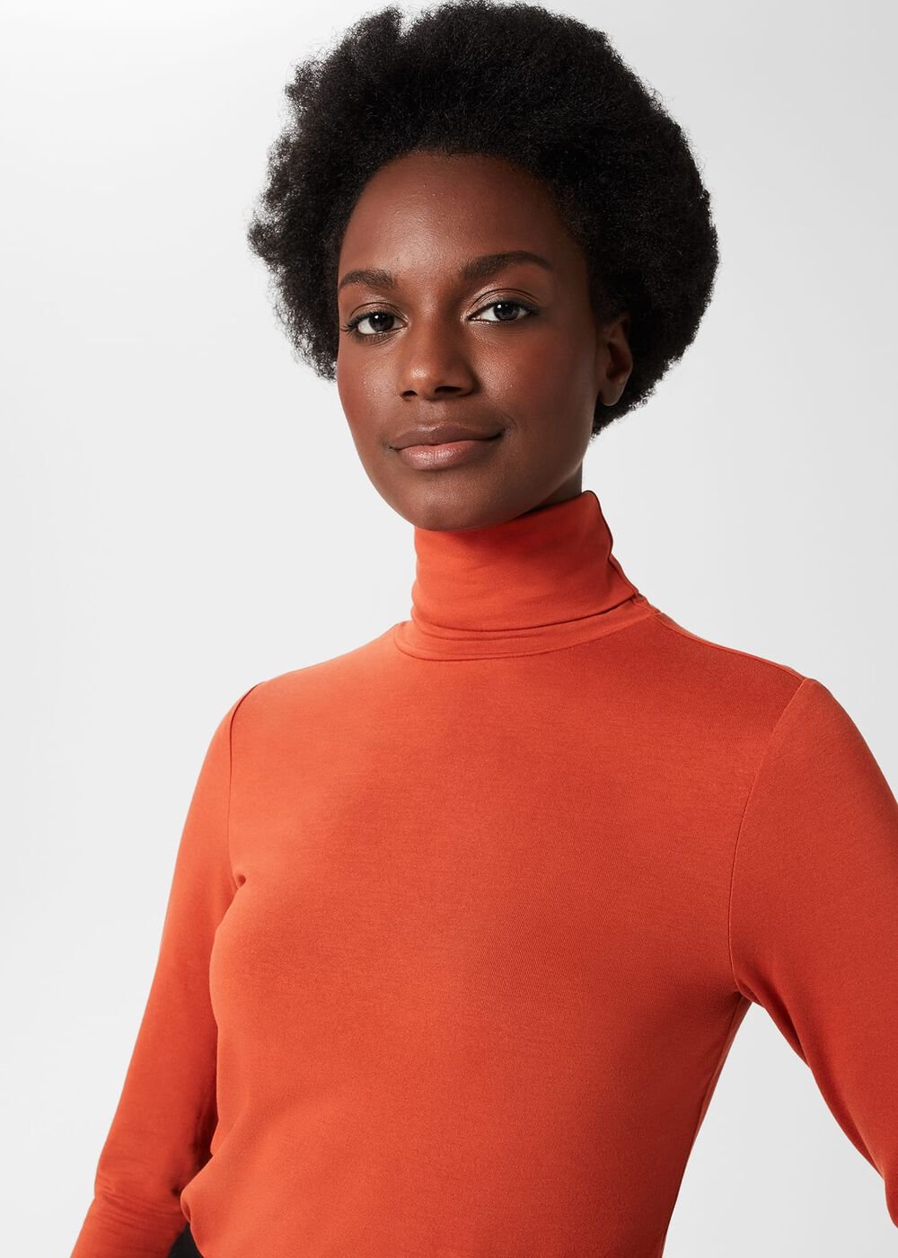 Mischa Roll Neck Top, Deep Orange, hi-res