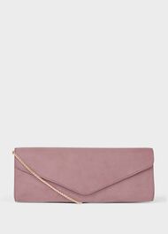 Evie Suede Clutch Bag, Dusky Pink, hi-res
