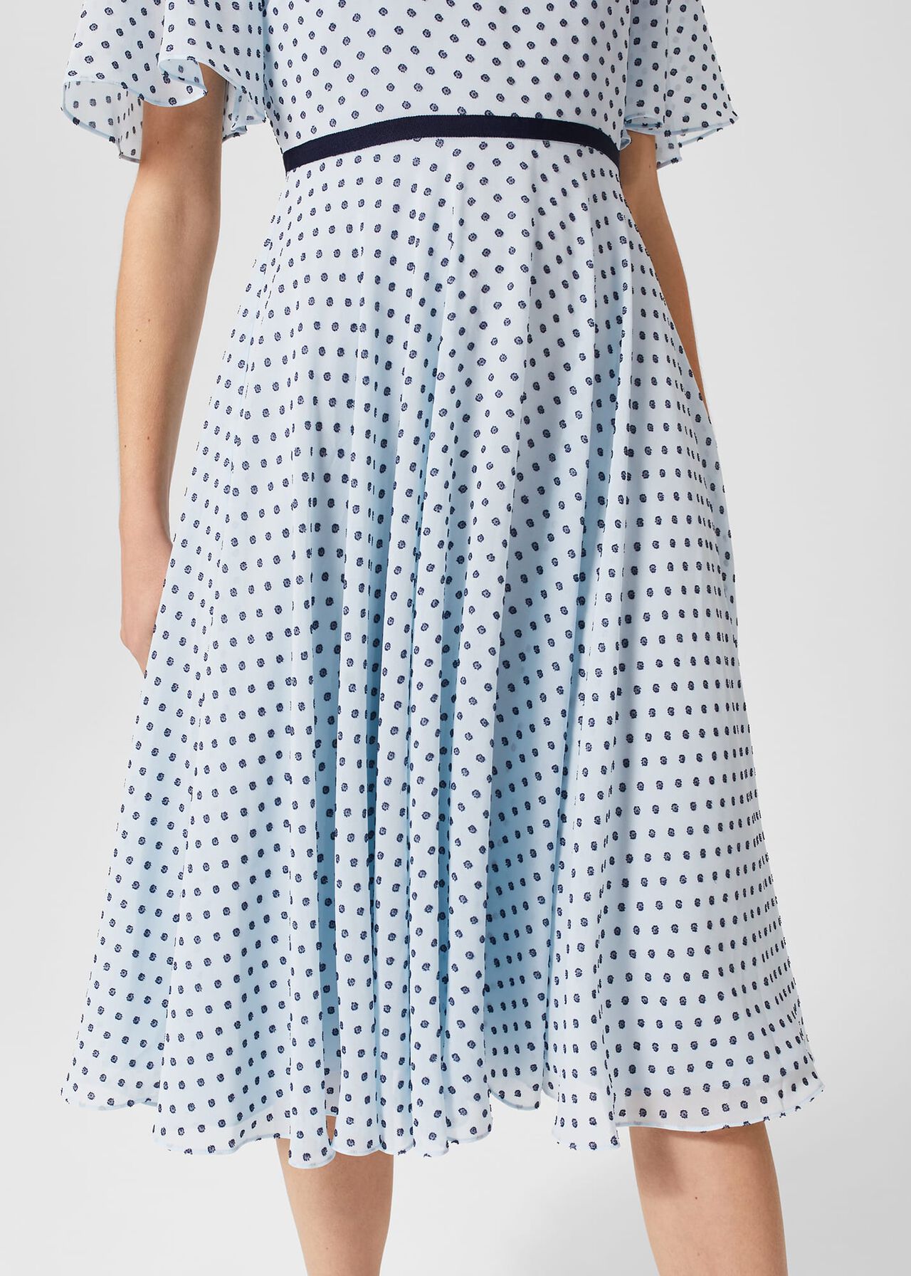 Eleanor Spot Fit And Flare Dress, Pale Blue Navy, hi-res