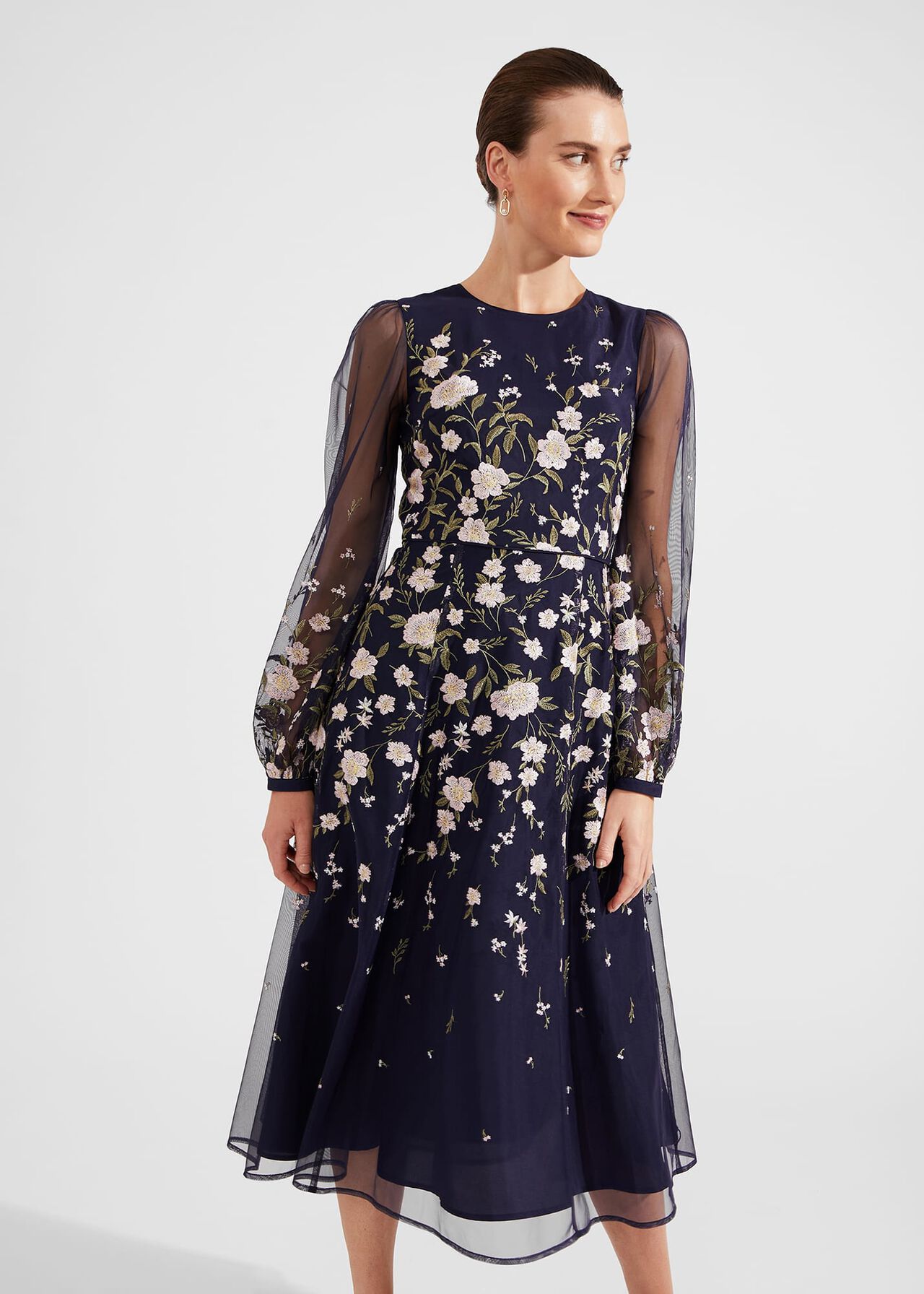 Lois Embroidered Midi Dress, Navy Multi, hi-res