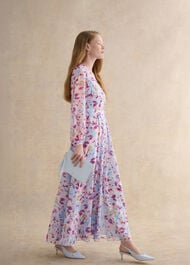 Petite Thea Tie Belted Dress, Pale Blue Multi, hi-res