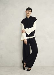 Black Harris Wide Leg Knitted Co-ord Trousers, Hobbs Black, hi-res