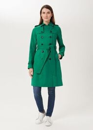 Saskia Water Resistant Trench Coat, Green, hi-res
