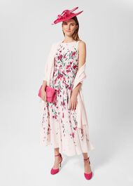 Carly Floral Midi Dress, Pink Multi, hi-res