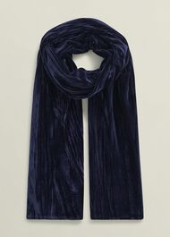 Tafara Velvet Scarf, Midnight Navy, hi-res