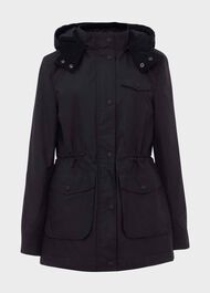 Dannie Waxed Cotton Coat, Navy, hi-res