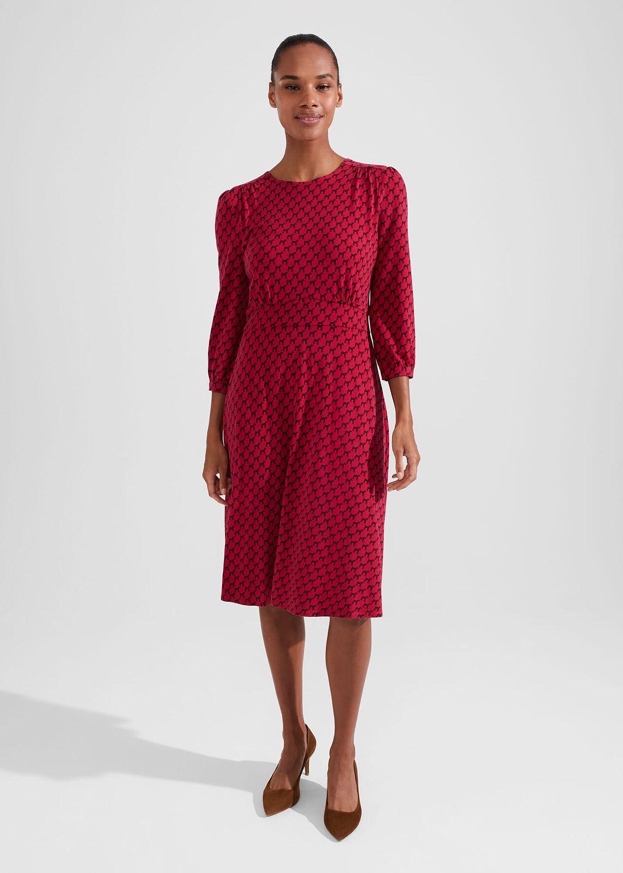 Indi Jersey Dress, Berry Red, hi-res