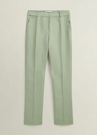 Marietta Linen Straight Trousers, Sage Green, hi-res