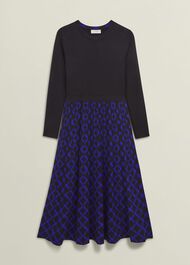 Larna Knitted Dress, Black Blue, hi-res