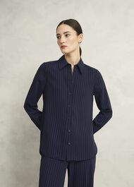 Hadley Pinstripe Shirt, Midnight Ivory, hi-res