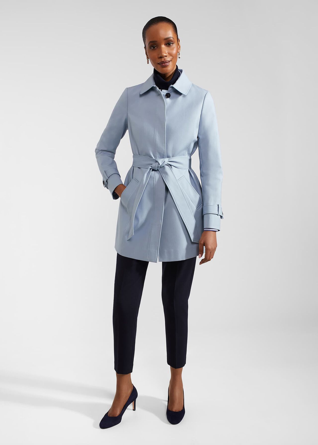 Jane Shower Resistant Trench Coat, Pale Blue, hi-res