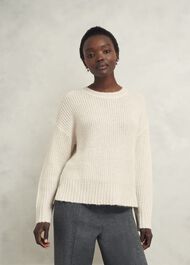 Marsha Sequin Sweater With Alpaca, Ivory, hi-res