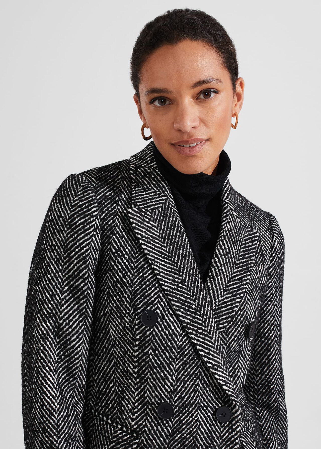 Skye Coat With Wool, Black White, hi-res