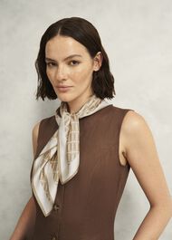 Milena Silk Scarf, Cream Camel, hi-res