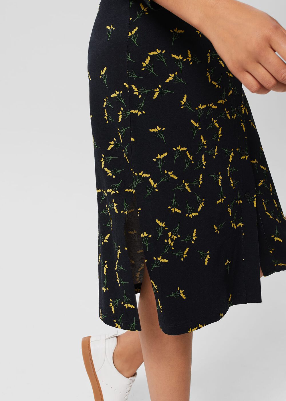 Hatty Jersey Dress, Navy Chartreuse, hi-res