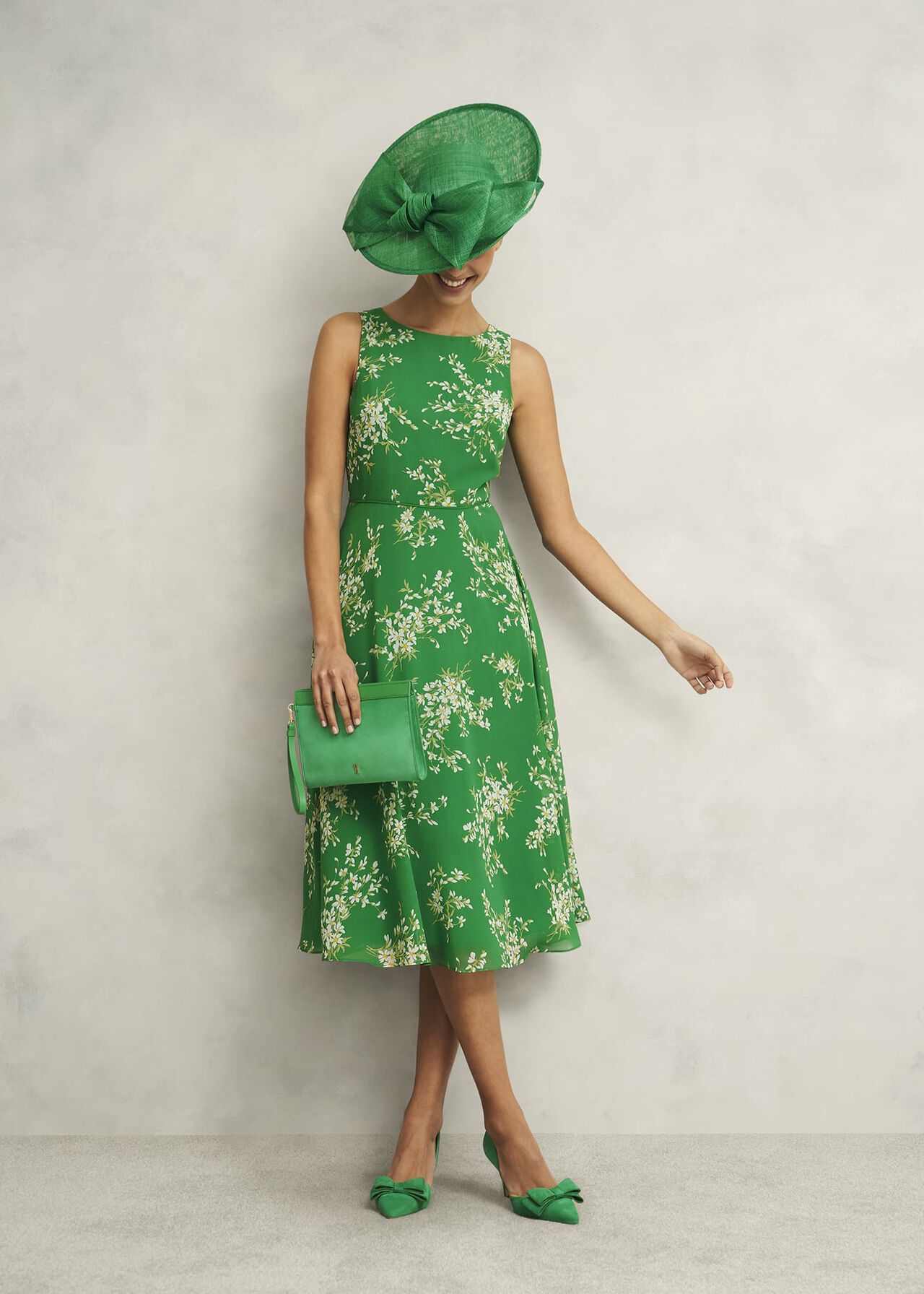 Petite Carly Dress, Green Ivory, hi-res