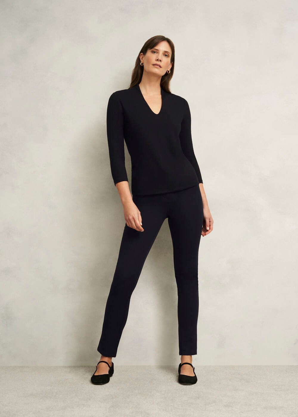 Aimee Double Fronted Top, Black, hi-res