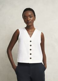 Kaylee Linen Top, White, hi-res