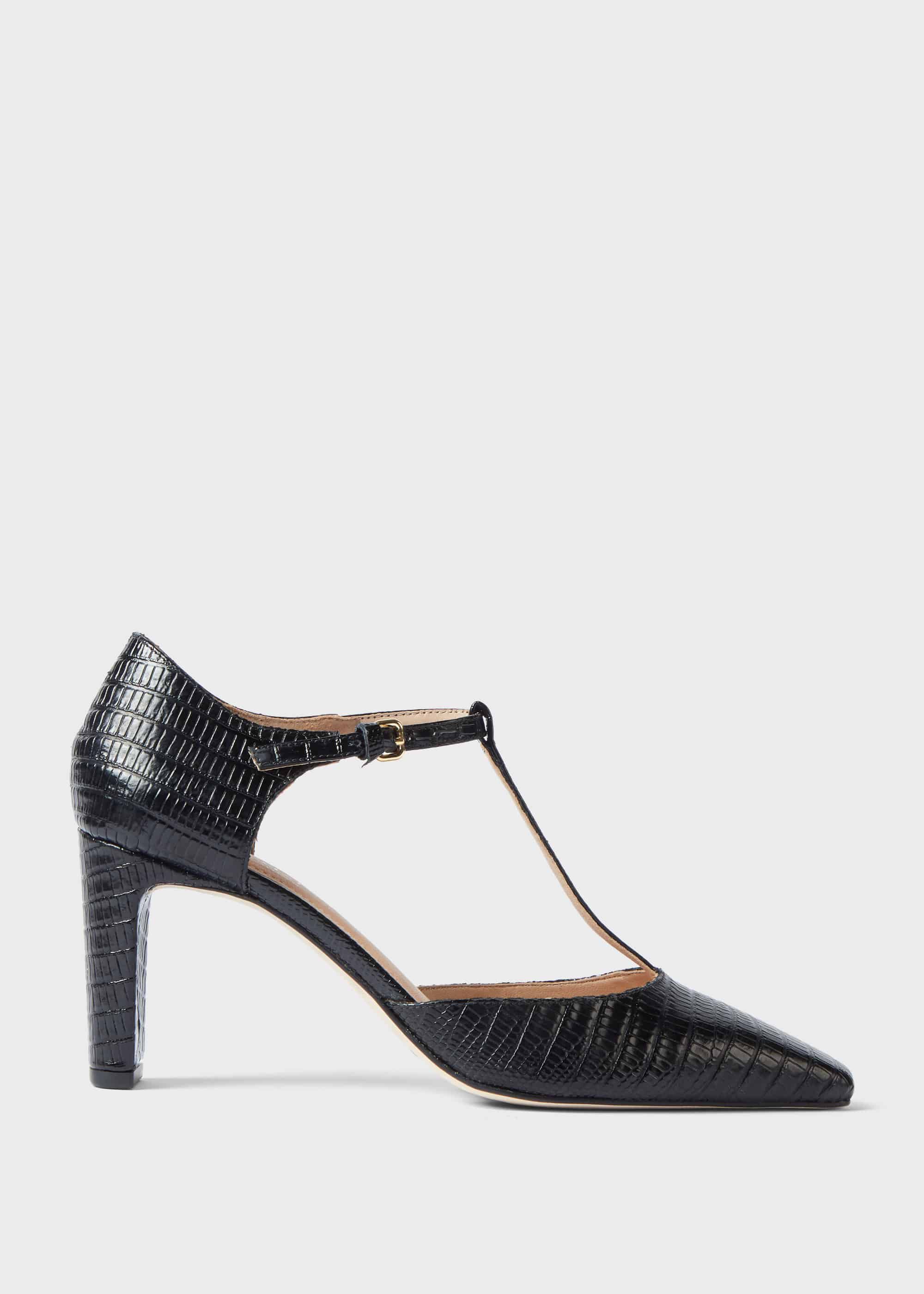black court shoes block heel leather