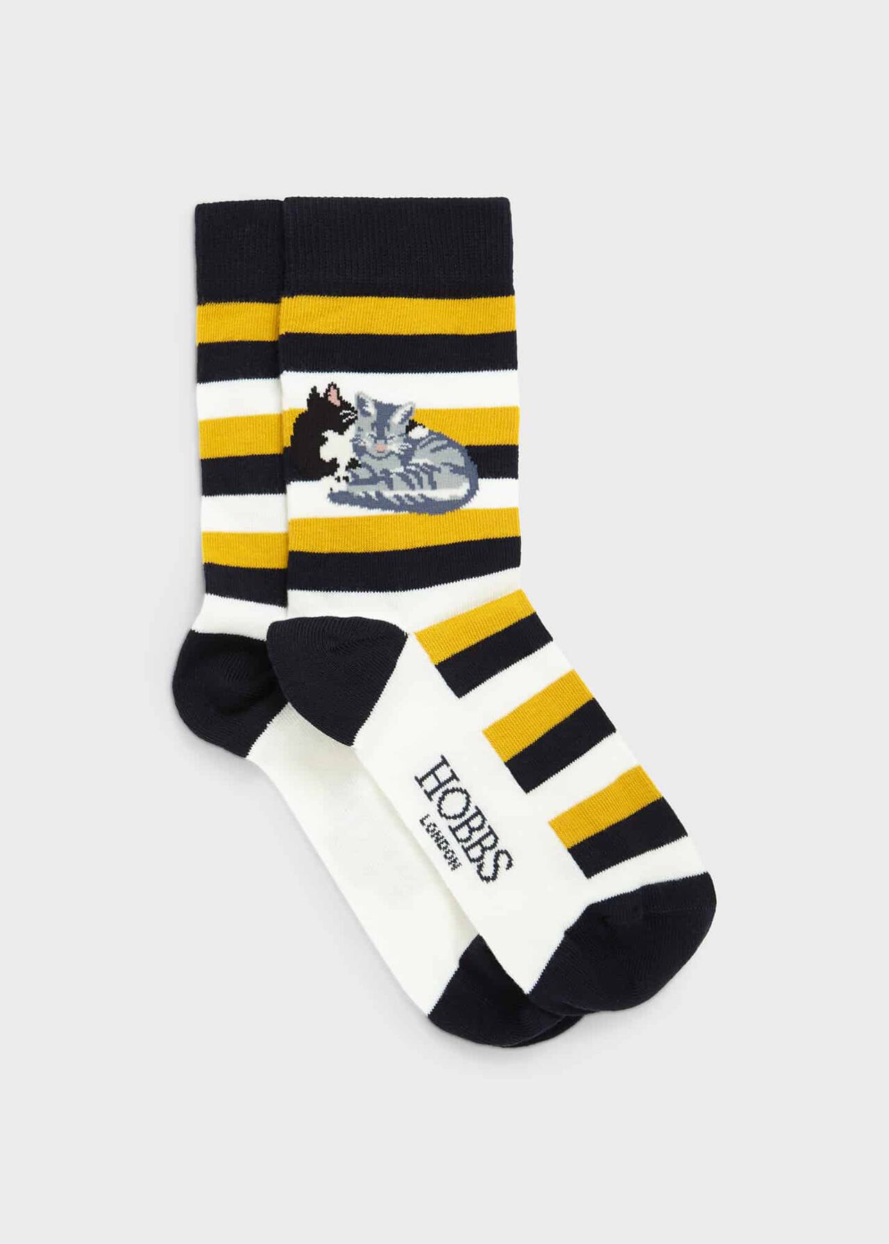 Playful Cat Socks, Navy Multi, hi-res