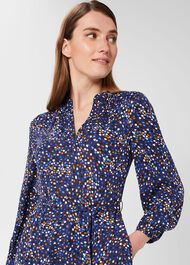 Mallory Belted Fit And Flare Dress, Blue Multi, hi-res