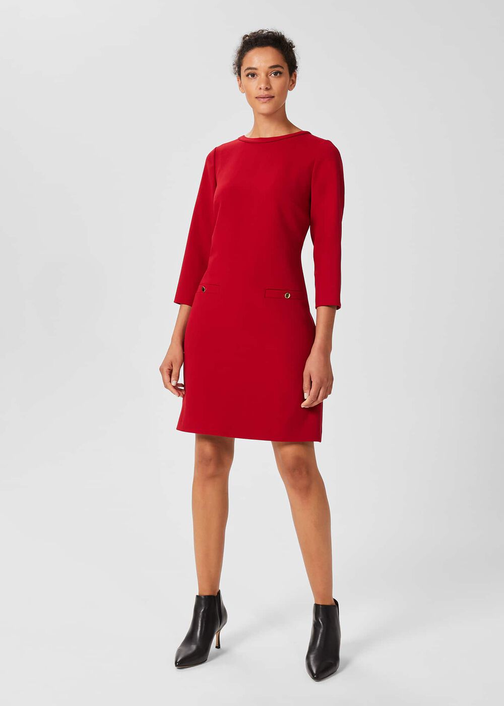 Petra Sleeved Dress, Cherry Red, hi-res