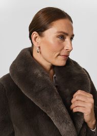 Gabby Faux Fur Coat , Dark Charcoal, hi-res