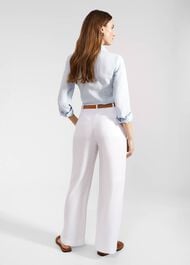 Lynn Linen Trousers, White, hi-res