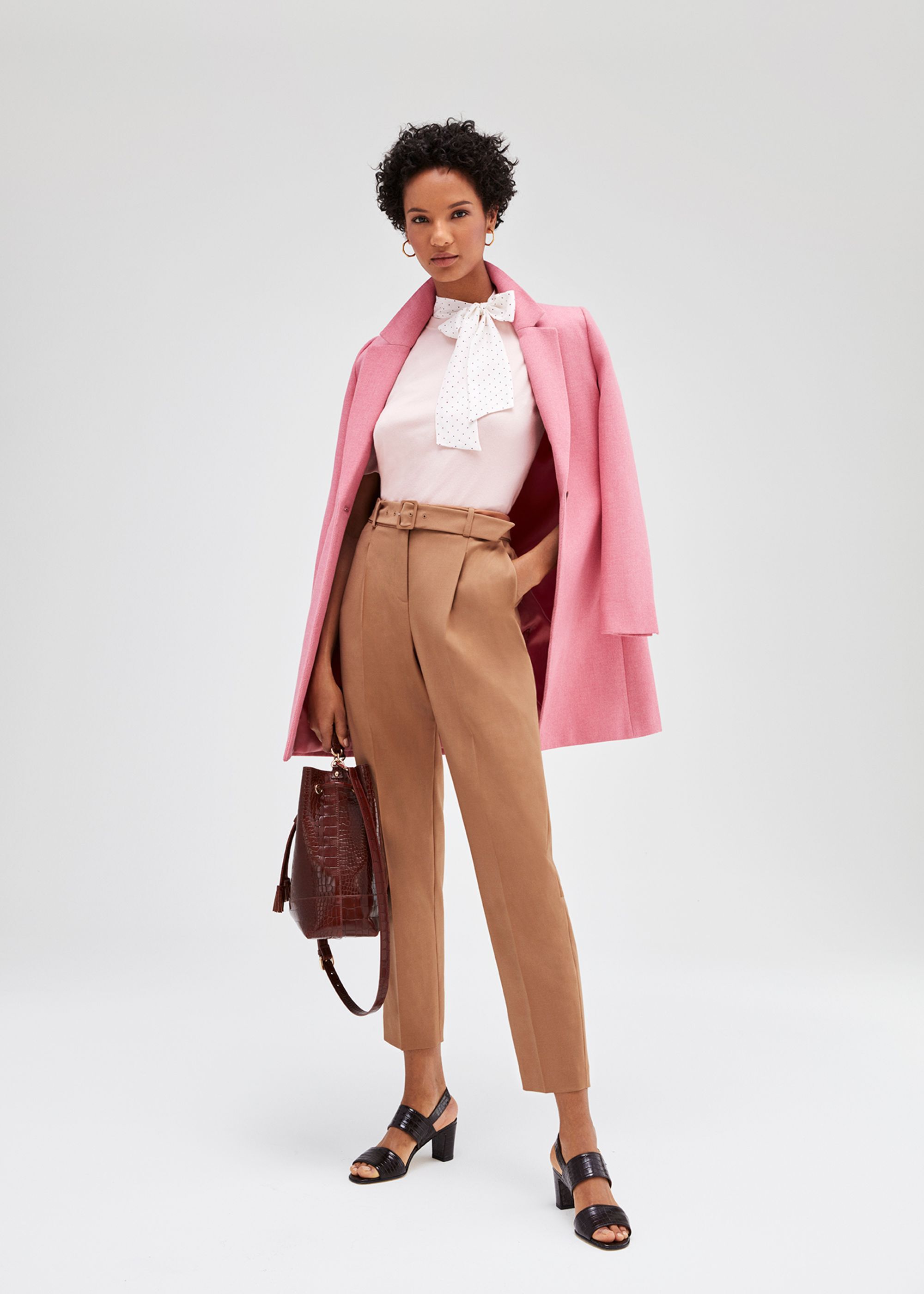 LIMITED COLLECTION Plus Size Camel Brown Split Hem Tapered Trousers | Yours  Clothing