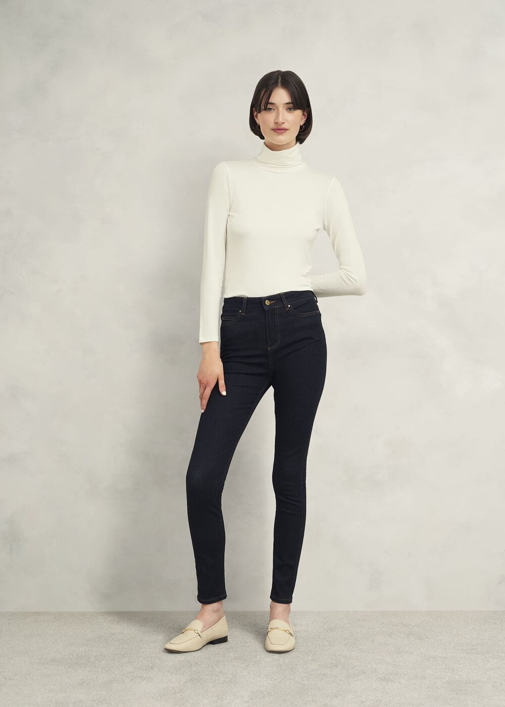 Mischa Roll Neck Top, Hobbs Ivory, hi-res