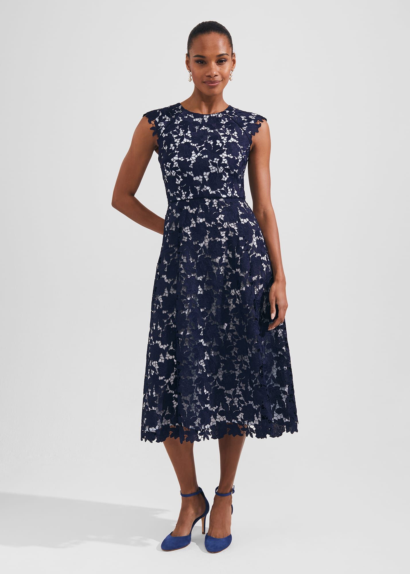 Navy lace dress with hot sale sleeves