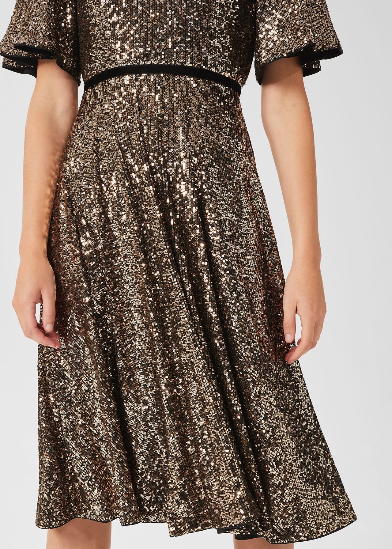 Betsey Sequin Dress, Metallic, hi-res