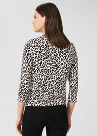 Aimee Printed Top, Ivory Camel, hi-res