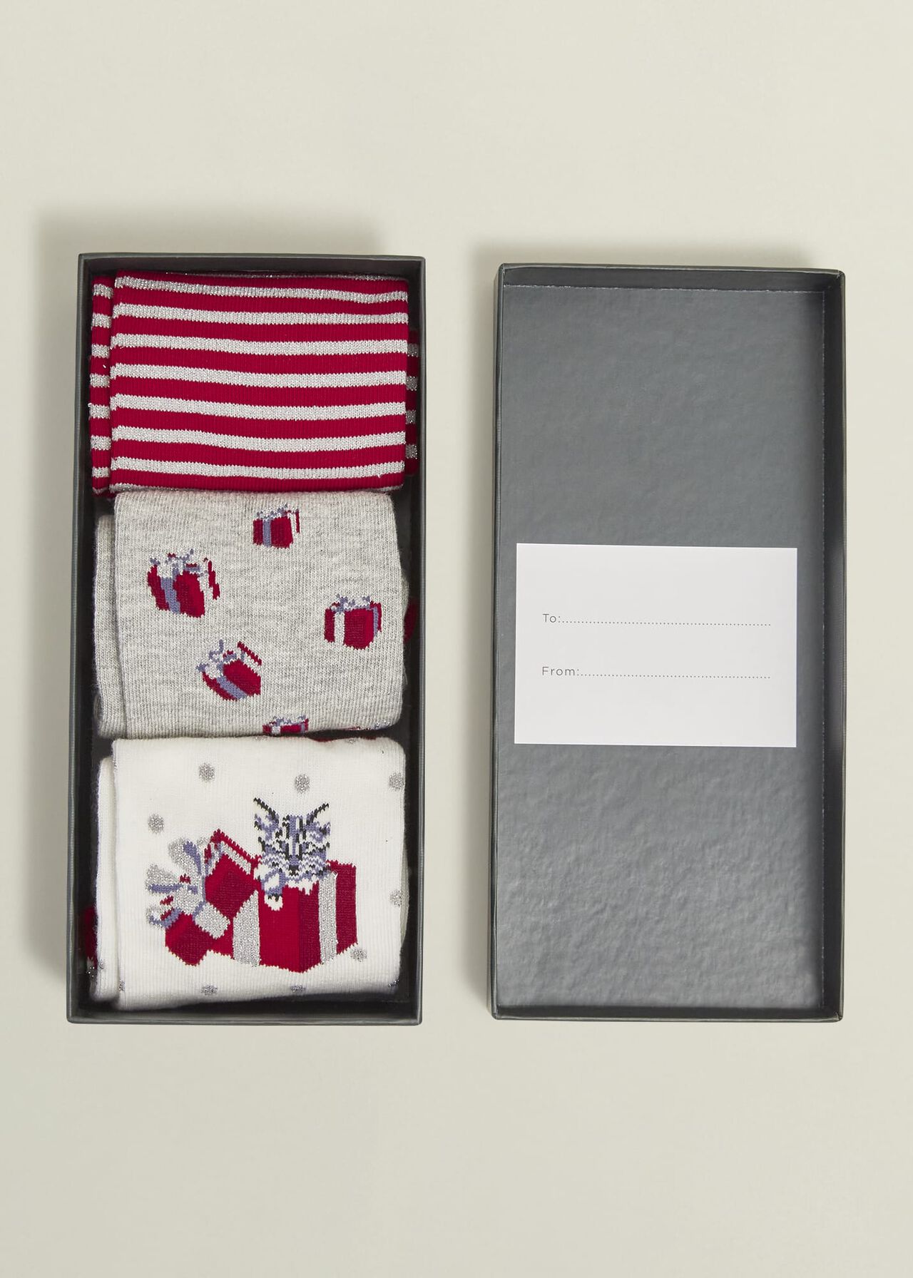 Christmas Cat Sock Set, Multi, hi-res