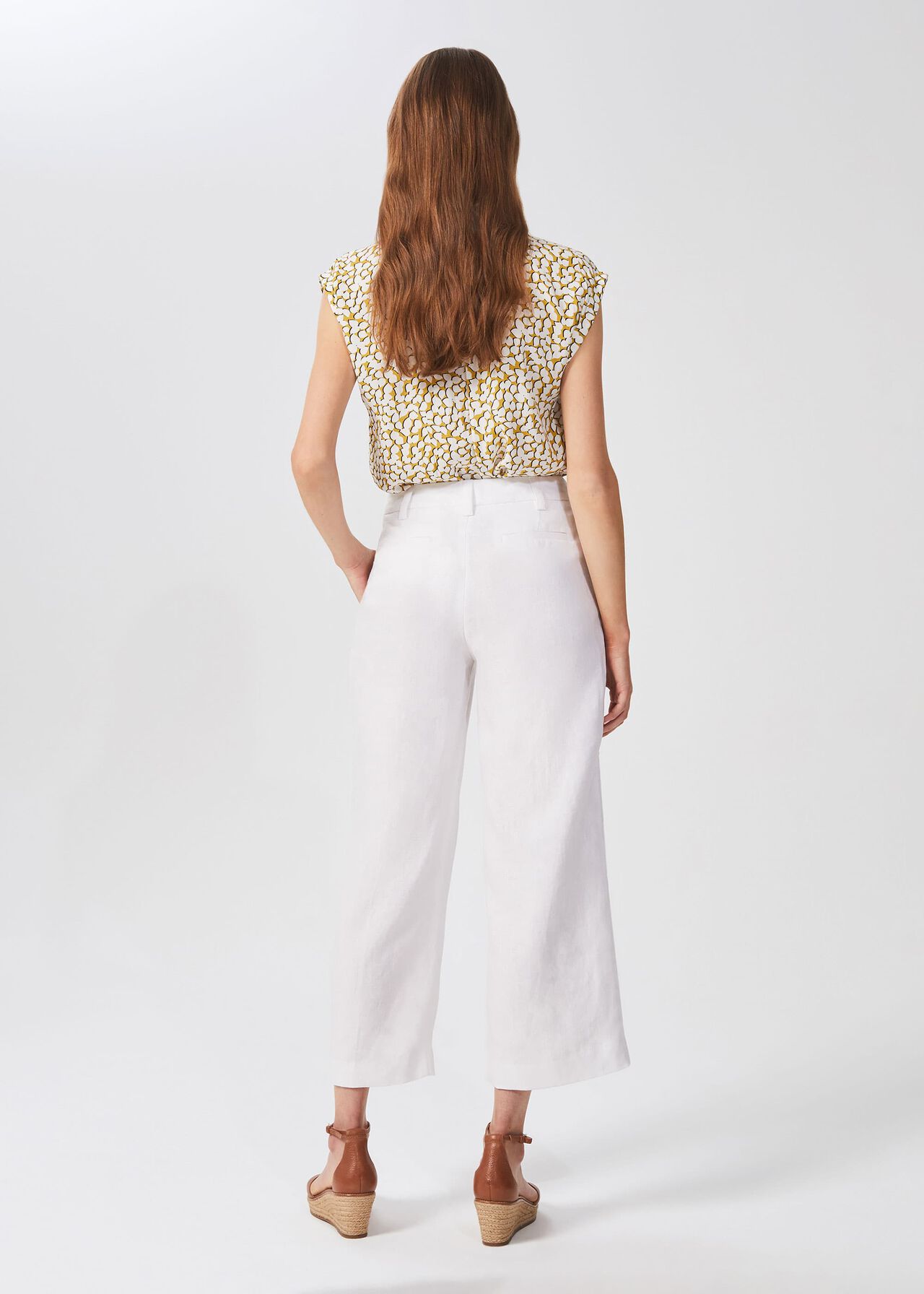 Nicole Linen Wide Leg Pants, White, hi-res