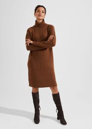 Nessa Knitted Dress With Alpaca, Toffee, hi-res