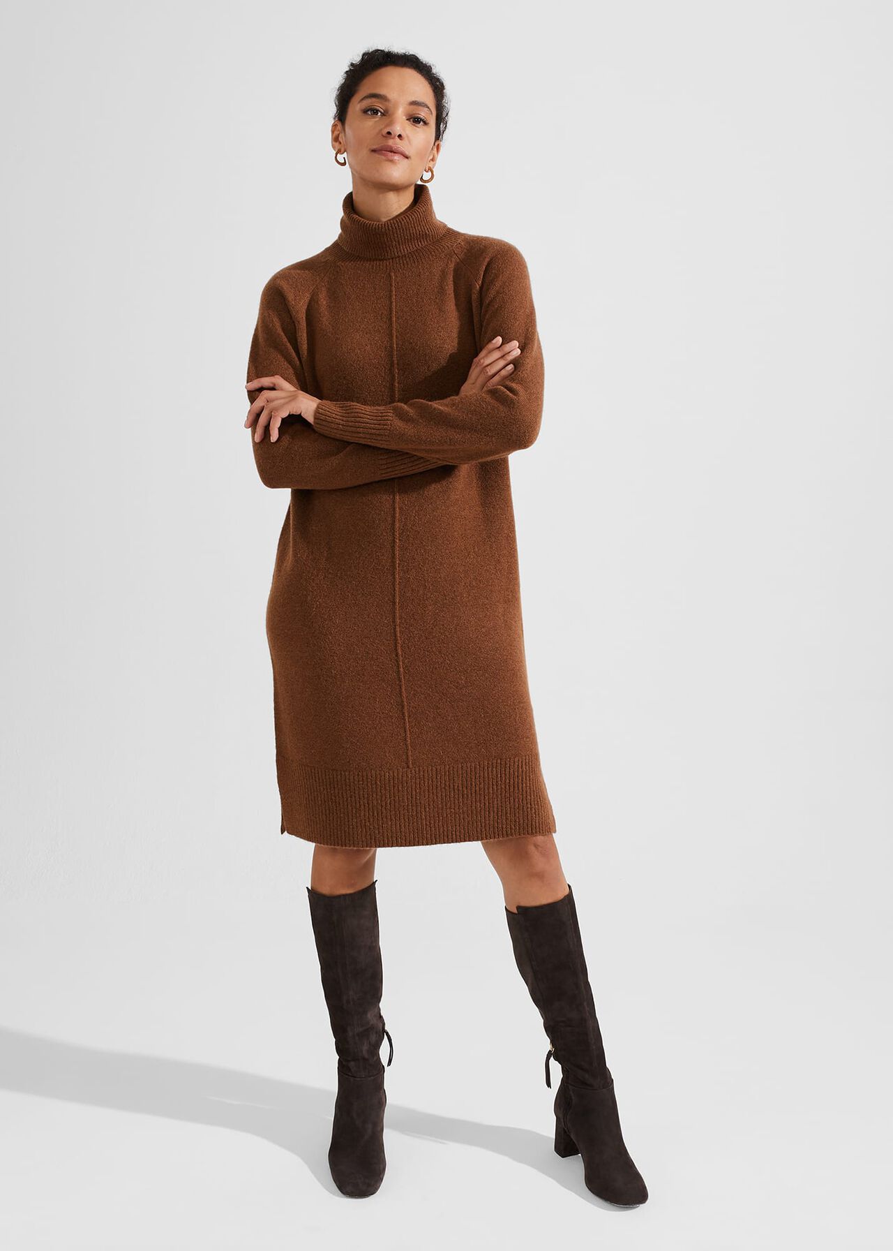 Nessa Knitted Dress With Alpaca, Toffee, hi-res
