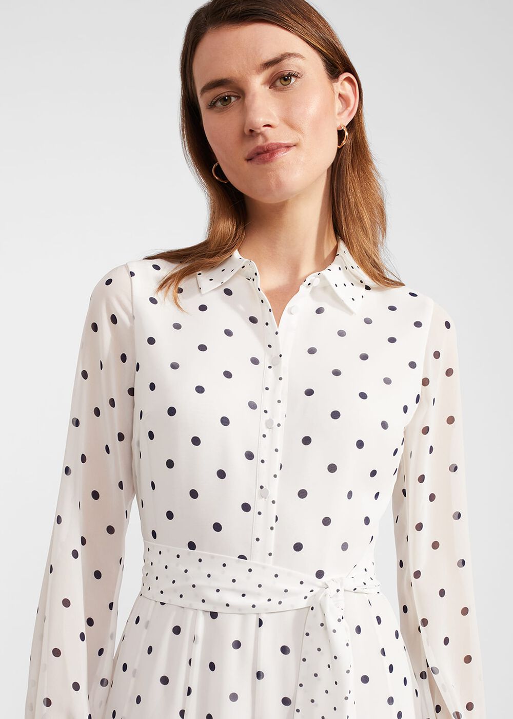 Petite Lucilla Dress, Ivory Navy, hi-res